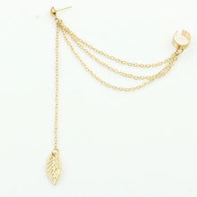 Women Clip Earrings Girl Stylish Punk Rock Leaf Chain Tassel Dangle Ear Cuff Wrap Earring J4U66