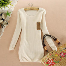 women crewneck loose thicken warm long sleeve knit knitwear pullovercoat jumper outwear J4U66