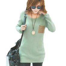 women crewneck loose thicken warm long sleeve knit knitwear pullovercoat jumper outwear J4U66