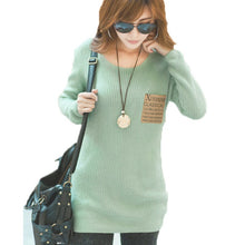 women crewneck loose thicken warm long sleeve knit knitwear pullovercoat jumper outwear J4U66
