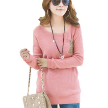 women crewneck loose thicken warm long sleeve knit knitwear pullovercoat jumper outwear J4U66
