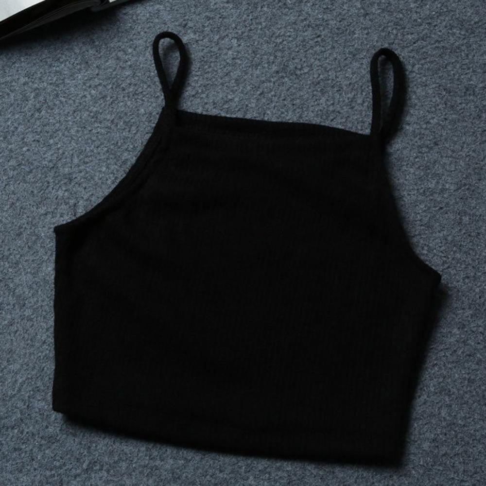 Women Crop Top Sexy  Camis Solid Knitted Vest Sleeveless Tank Tops Cropped J4U66