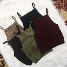 Women Crop Top Sexy  Camis Solid Knitted Vest Sleeveless Tank Tops Cropped J4U66
