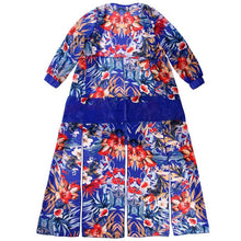 Women Deep V-Neck Floral Dress Stylish Bohemian Style Chiffon Beach Party High Split Dress Maxi Long Dress J4U66