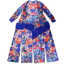 Women Deep V-Neck Floral Dress Stylish Bohemian Style Chiffon Beach Party High Split Dress Maxi Long Dress J4U66