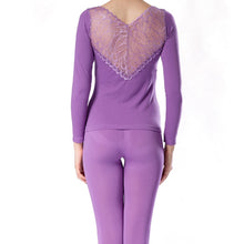 Women Deep V Neck Warm Thermal Underwear Long Johns Set Tops Pant Pajama Sets  J4U66