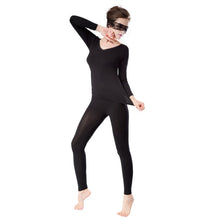 Women Deep V Neck Warm Thermal Underwear Long Johns Set Tops Pant Pajama Sets  J4U66