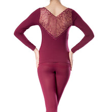 Women Deep V Neck Warm Thermal Underwear Long Johns Set Tops Pant Pajama Sets  J4U66