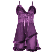 Women Double-layer Sleepwear Nightgown+G-string Sexy Feminine Nightie Sexy Lace Casual Ladies Sleepwear Nightdress J4U66