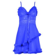 Women Double-layer Sleepwear Nightgown+G-string Sexy Feminine Nightie Sexy Lace Casual Ladies Sleepwear Nightdress J4U66