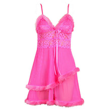Women Double-layer Sleepwear Nightgown+G-string Sexy Feminine Nightie Sexy Lace Casual Ladies Sleepwear Nightdress J4U66