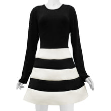 women dress long sleeve stripe mini dress o neck sexy slim dress without belt black vestido de festa J4U66