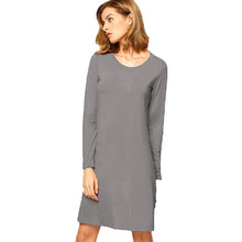 Women DressesWomen Long Sleeve O-Neck Dress Casual Loose Dresses Plus size Dress J4U66
