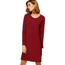 Women DressesWomen Long Sleeve O-Neck Dress Casual Loose Dresses Plus size Dress J4U66