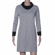 Women Dresses Bodycon Long Sleeve High Neck Backs Splicing Dress J4U66