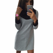Women Dresses Bodycon Long Sleeve High Neck Backs Splicing Dress J4U66