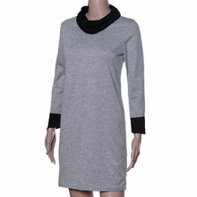 Women Dresses Bodycon Long Sleeve High Neck Backs Splicing Dress J4U66