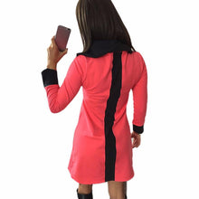 Women Dresses Bodycon Long Sleeve High Neck Backs Splicing Dress J4U66