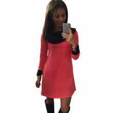 Women Dresses Bodycon Long Sleeve High Neck Backs Splicing Dress J4U66