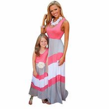 Women Dresses Sexy Elegant Party VStriped Long Maxi Dress Fashion Women Girls Dress Family Clothes J4U66