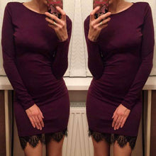 women elegant bodycon dress fits tight lace stitching slim bottoming dresses vestidos J4U66