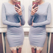 women elegant bodycon dress fits tight lace stitching slim bottoming dresses vestidos J4U66