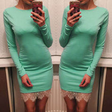 women elegant bodycon dress fits tight lace stitching slim bottoming dresses vestidos J4U66