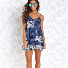 Women Elephant Print Cami Dress Floral Ethnic Casual Dresses Boho Gypsy Sunflower Animal vestidos femininos vestido de festa J4U66
