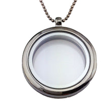 Women Float Locket Necklace Glass Float Charms Memory Locket Pendant Chain Necklace J4U66
