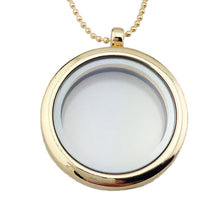 Women Float Locket Necklace Glass Float Charms Memory Locket Pendant Chain Necklace J4U66