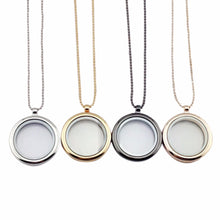 Women Float Locket Necklace Glass Float Charms Memory Locket Pendant Chain Necklace J4U66