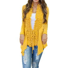 Women Fashion Irregular Cardigan Sweater Long Sleeve Casual Knitted Coat Outwear J4U66