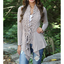 Women Fashion Irregular Cardigan Sweater Long Sleeve Casual Knitted Coat Outwear J4U66