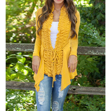 Women Fashion Irregular Cardigan Sweater Long Sleeve Casual Knitted Coat Outwear J4U66