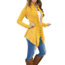 Women Fashion Irregular Cardigan Sweater Long Sleeve Casual Knitted Coat Outwear J4U66