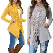 Women Fashion Irregular Cardigan Sweater Long Sleeve Casual Knitted Coat Outwear J4U66