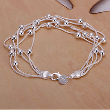 Women Jewelry Bracelet Five Lines Bead Jewelry Silver Plated Romantic Bracelet 20cm J4U66