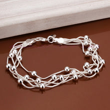 Women Jewelry Bracelet Five Lines Bead Jewelry Silver Plated Romantic Bracelet 20cm J4U66