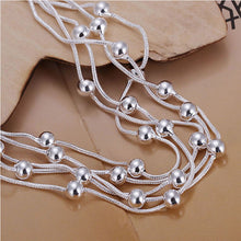 Women Jewelry Bracelet Five Lines Bead Jewelry Silver Plated Romantic Bracelet 20cm J4U66