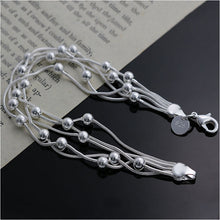 Women Jewelry Bracelet Five Lines Bead Jewelry Silver Plated Romantic Bracelet 20cm J4U66
