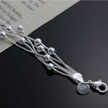 Women Jewelry Bracelet Five Lines Bead Jewelry Silver Plated Romantic Bracelet 20cm J4U66