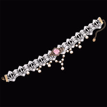 Women Jewelry Lace Faux Pearl Beads Choker Collar Statement Pendant Necklace J4U66