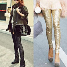 Sequin Stretchy Leggings Bling Paillette Slim Legging Pencil Pants 3 Colors J4U66