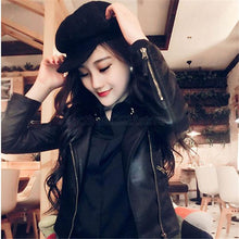 women slim biker motorcycle pu soft leather zipper jacket coat outerwear J4U66