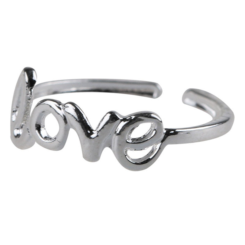 Women Toe Ring Delicate Celebrity Simple Love Letters Open Adjustable Foot Beach Jewelry J4U66