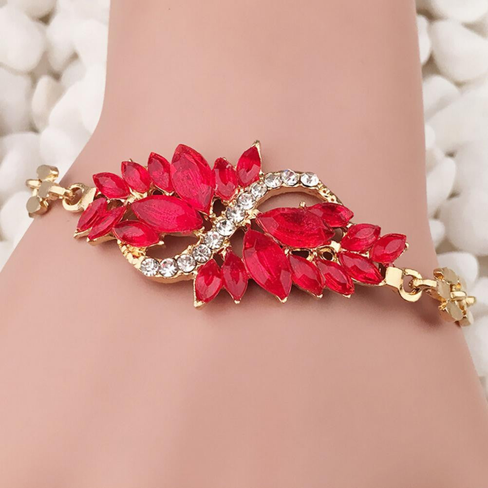 Women Fasion Jewelry S 18K Gold Plated Crystal Bracelet Bangle For Women Leaf Shape Charm Bangle J4U66