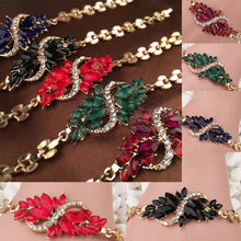 Women Fasion Jewelry S 18K Gold Plated Crystal Bracelet Bangle For Women Leaf Shape Charm Bangle J4U66