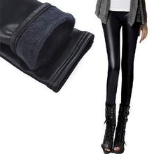 Women Faux Leather Fleece Legging Women Leggings Velvet Thicken Fur Warm Fitness Pant J4U66