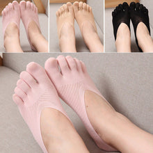 Women Low Cut Five Finger Toe Socks Invisible Socks Sock Slippers Shallow Mouth Sock Solid Color Lace Antiskid J4U66