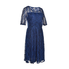 Women Flower black blue Lace Dress knee length women hollow lace dresses claret O Neck Solid Sexy Club Party Vestido De Festa J4U66